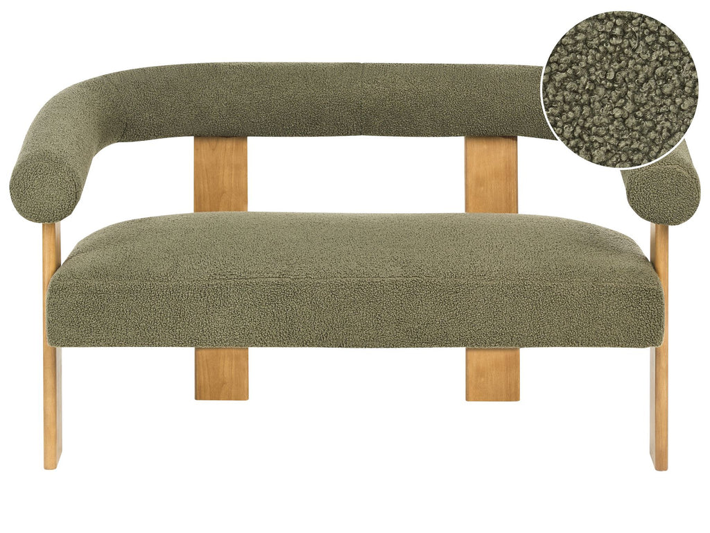 Sofa ILBRO Boucle Green/ Light Brown 2 Seater