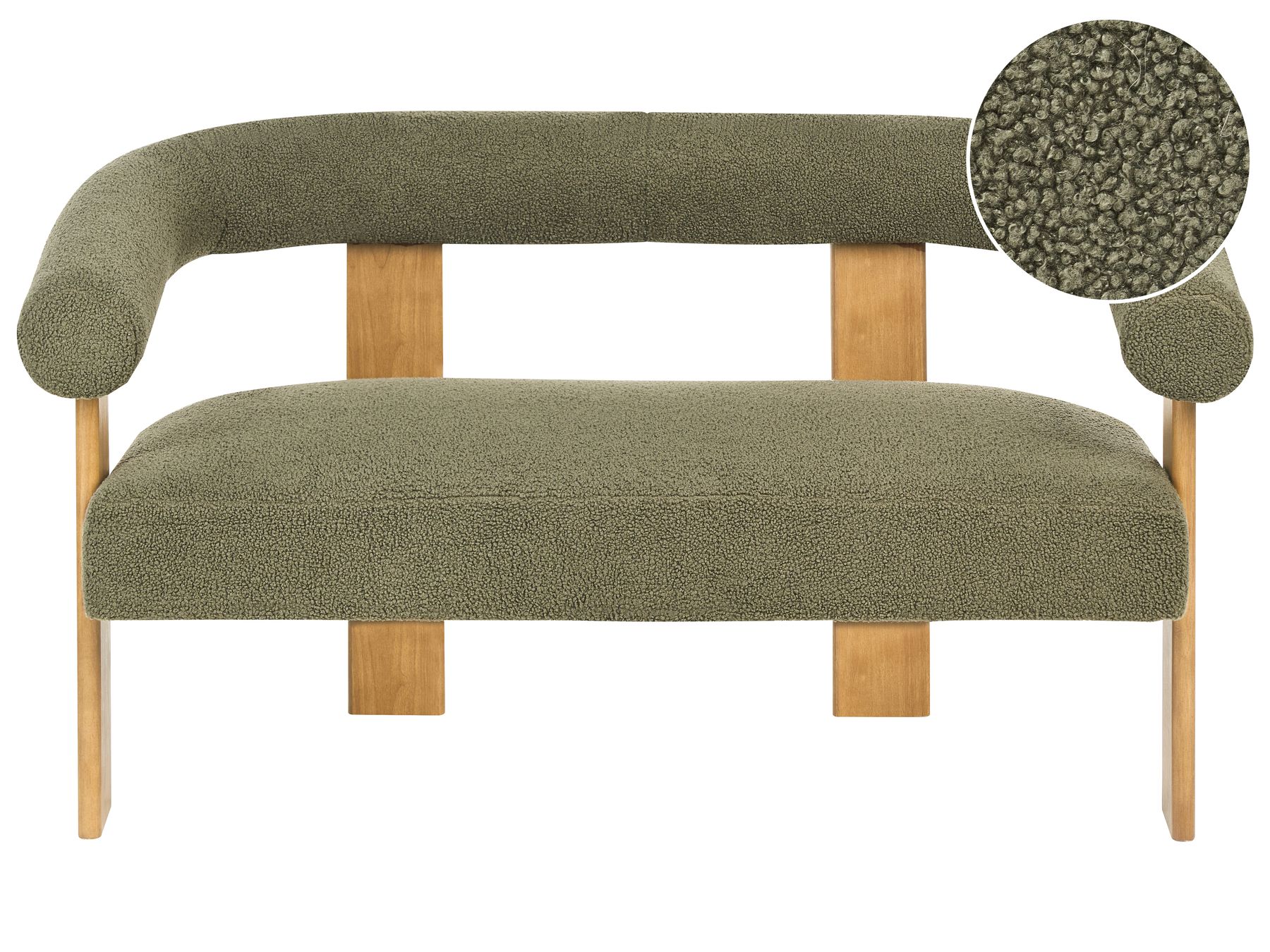 Sofa ILBRO Boucle Green/ Light Brown 2 Seater