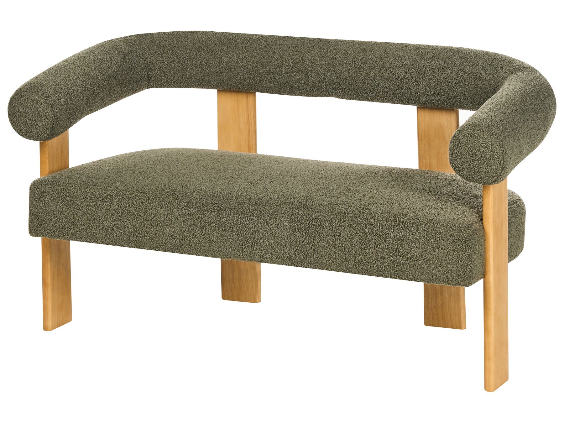 Sofa ILBRO Boucle Green/ Light Brown 2 Seater