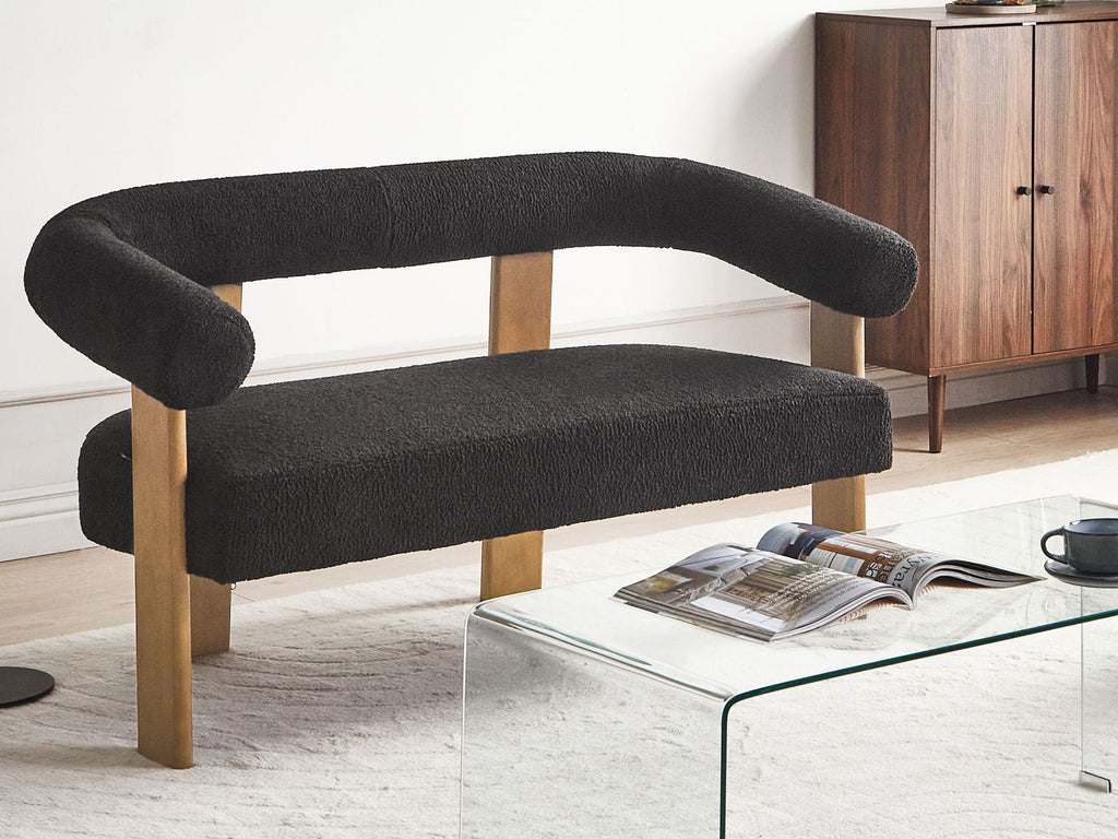 Sofa ILBRO Boucle Black/ Dark Brown 2 Seater