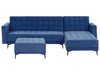 Modular Corner Sofa Bed Velvet Blue 4 Seater Left Hand