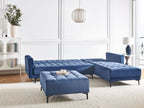 Modular Corner Sofa Bed ABERDEEN Velvet Blue 4 Seater Left Hand