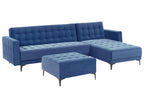 Modular Corner Sofa Bed ABERDEEN Velvet Blue 4 Seater Left Hand