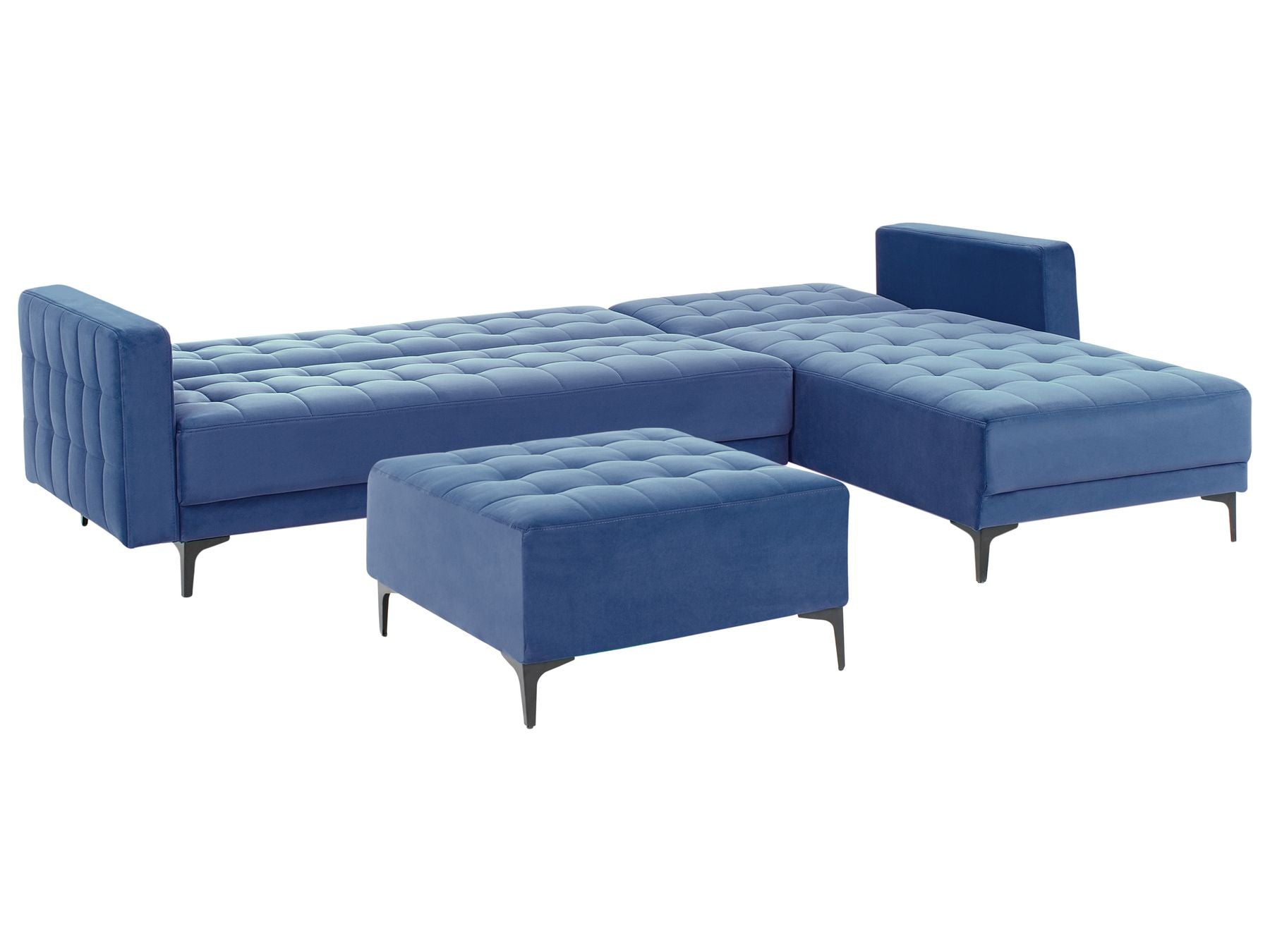 Modular Corner Sofa Bed ABERDEEN Velvet Blue 4 Seater Left Hand