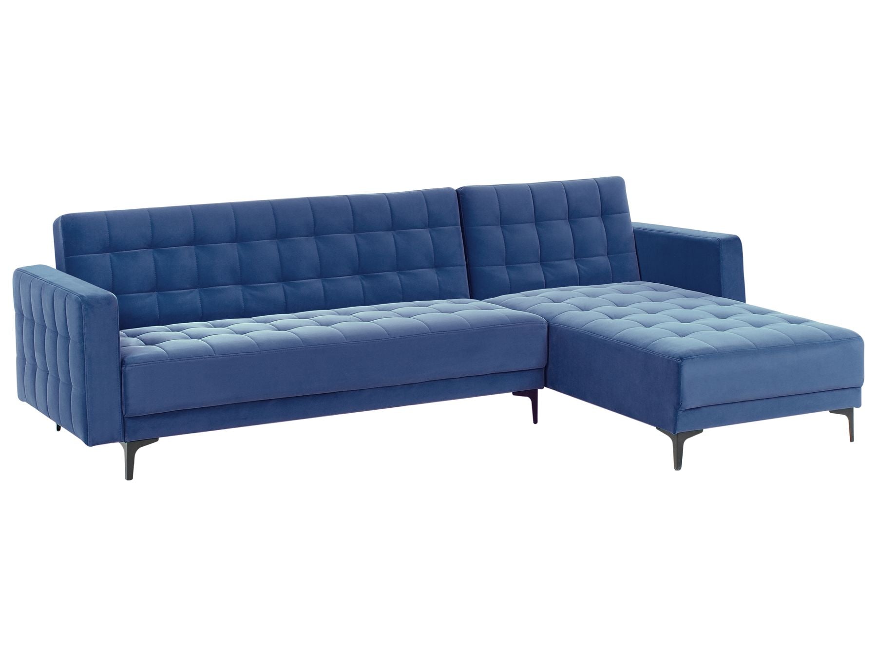 Modular Corner Sofa Bed ABERDEEN Velvet Blue 4 Seater Left Hand