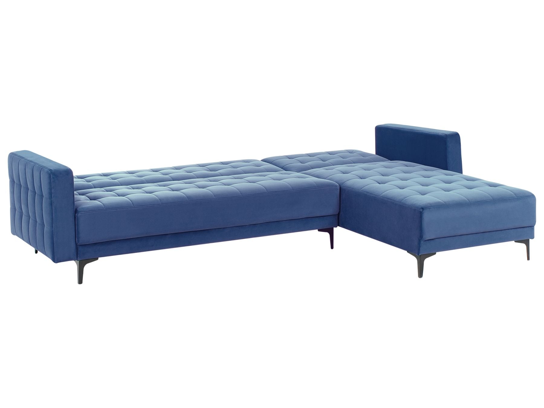Modular Corner Sofa Bed ABERDEEN Velvet Blue 4 Seater Left Hand
