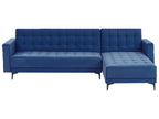 Modular Corner Sofa Bed ABERDEEN Velvet Blue 4 Seater Left Hand