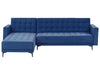 Modular Corner Sofa Bed Velvet Blue 4 Seater Right Hand