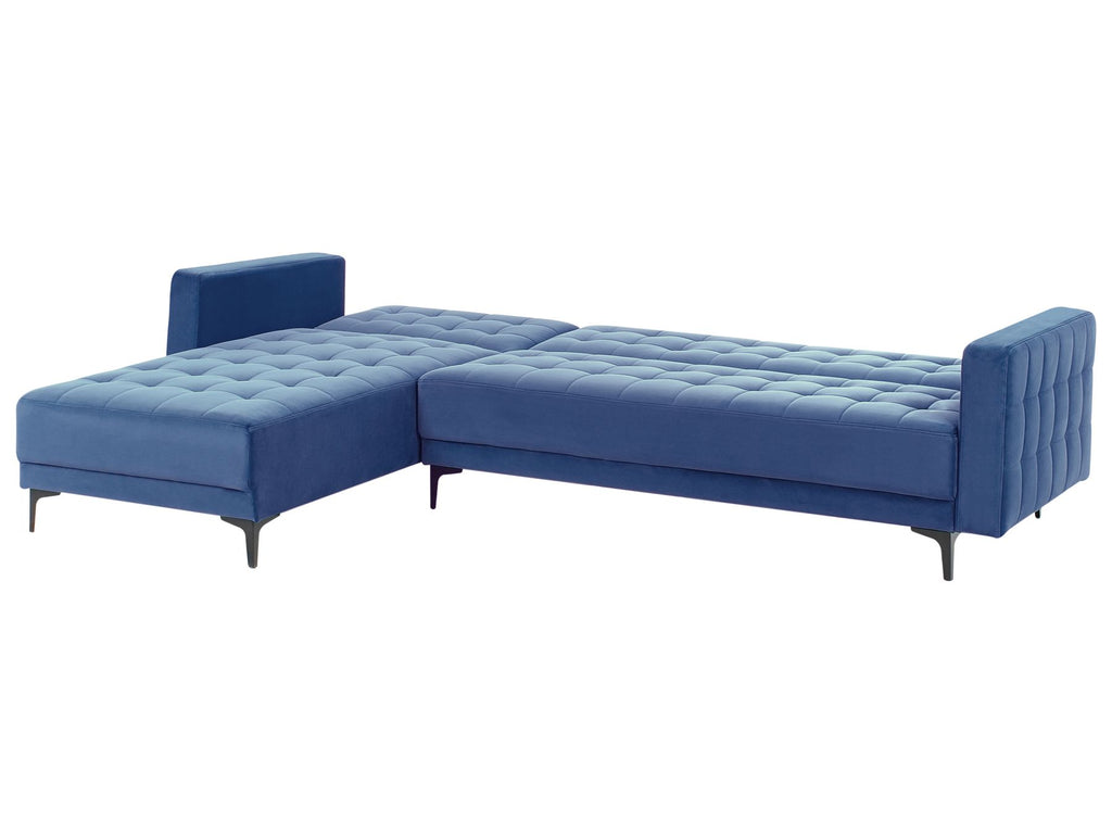 Modular Corner Sofa Bed ABERDEEN Velvet Blue 4 Seater Right Hand