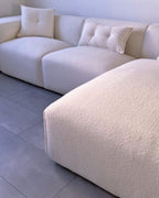 Left Hand Boucle Corner Sofa Off-White DOLVA
