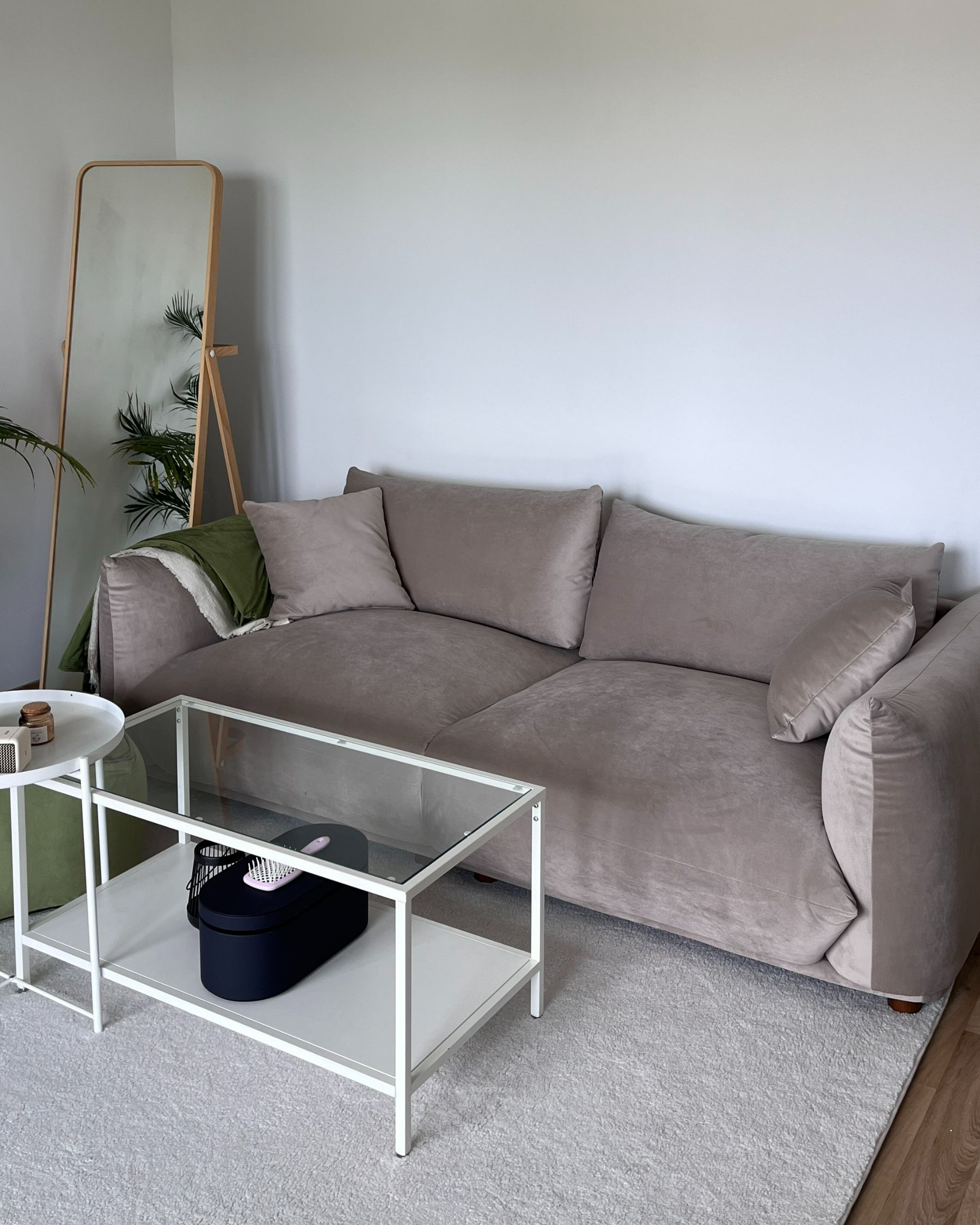 3 Seater Velvet Sofa Taupe LUVOS