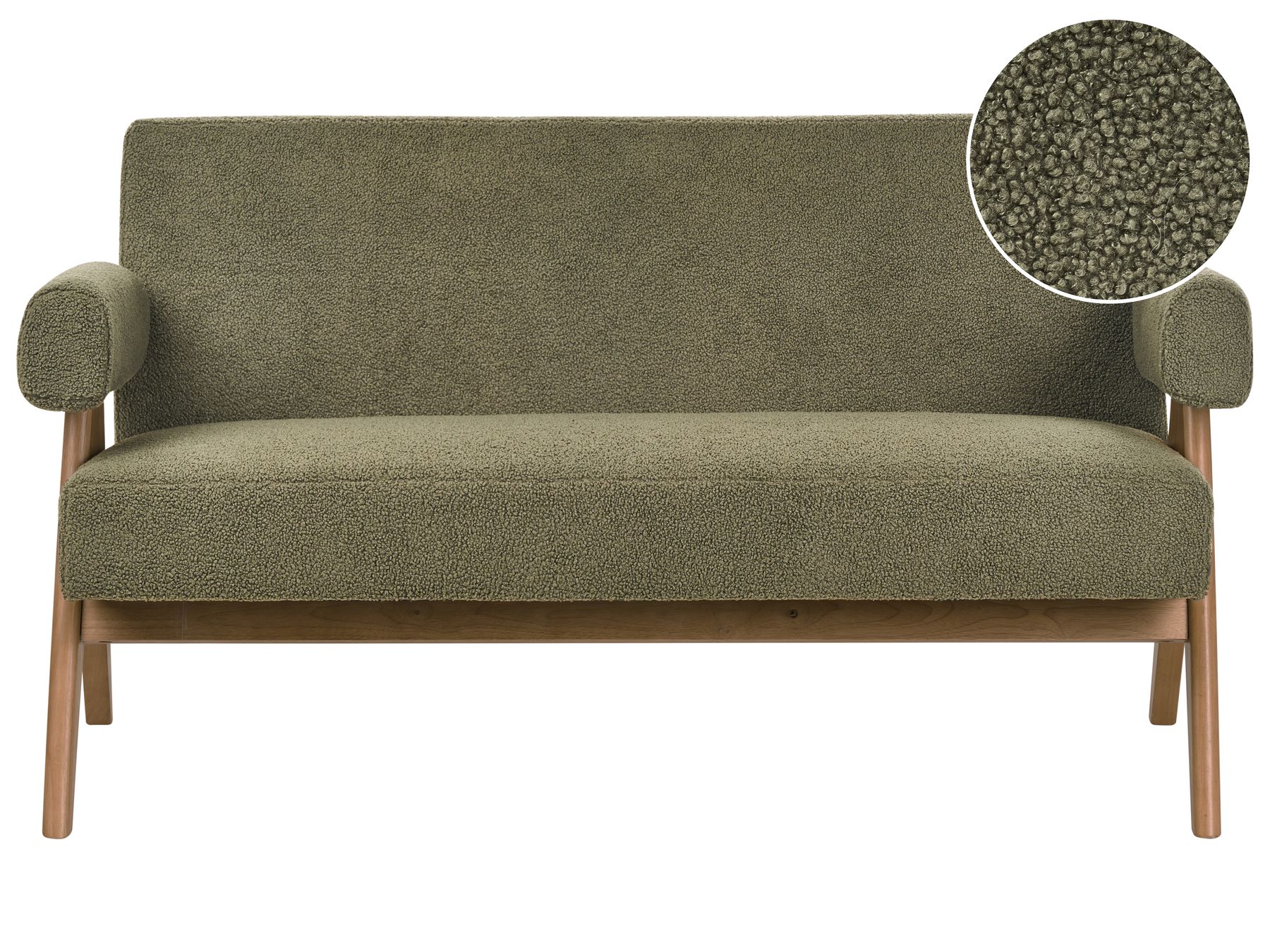 Sofa TAMRE Boucle Green/ Dark Brown 2 Seater