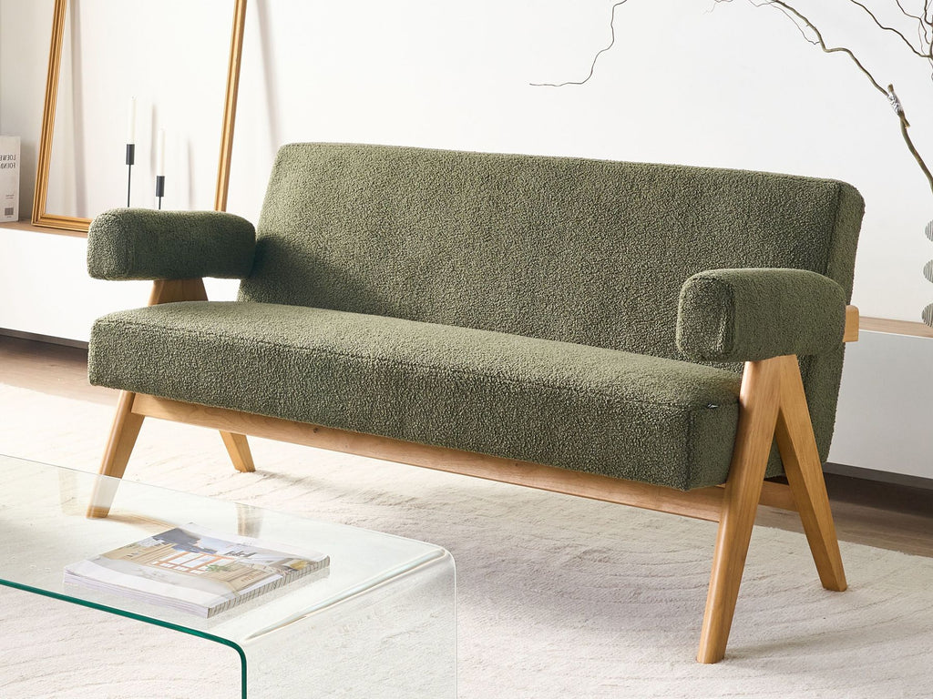 Sofa TAMRE Boucle Green/ Light Brown 2 Seater