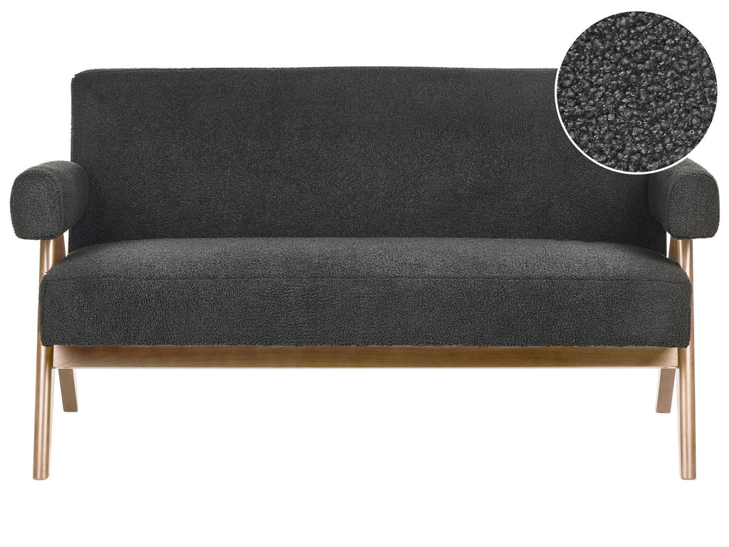 Sofa TAMRE Boucle Black/ Dark Brown 2 Seater