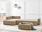 Corner Sofa Bed INNVIK Fabric Brown 4 Seater Right Hand