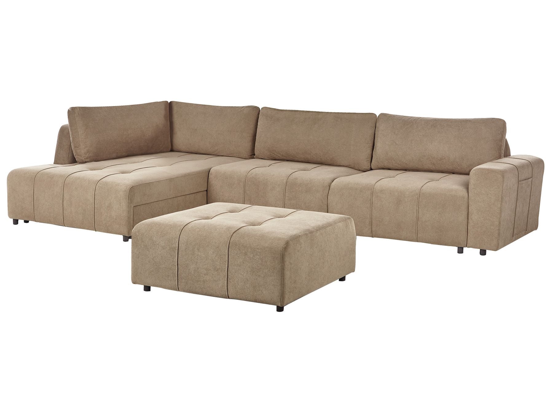 Corner Sofa Bed INNVIK Fabric Brown 4 Seater Right Hand