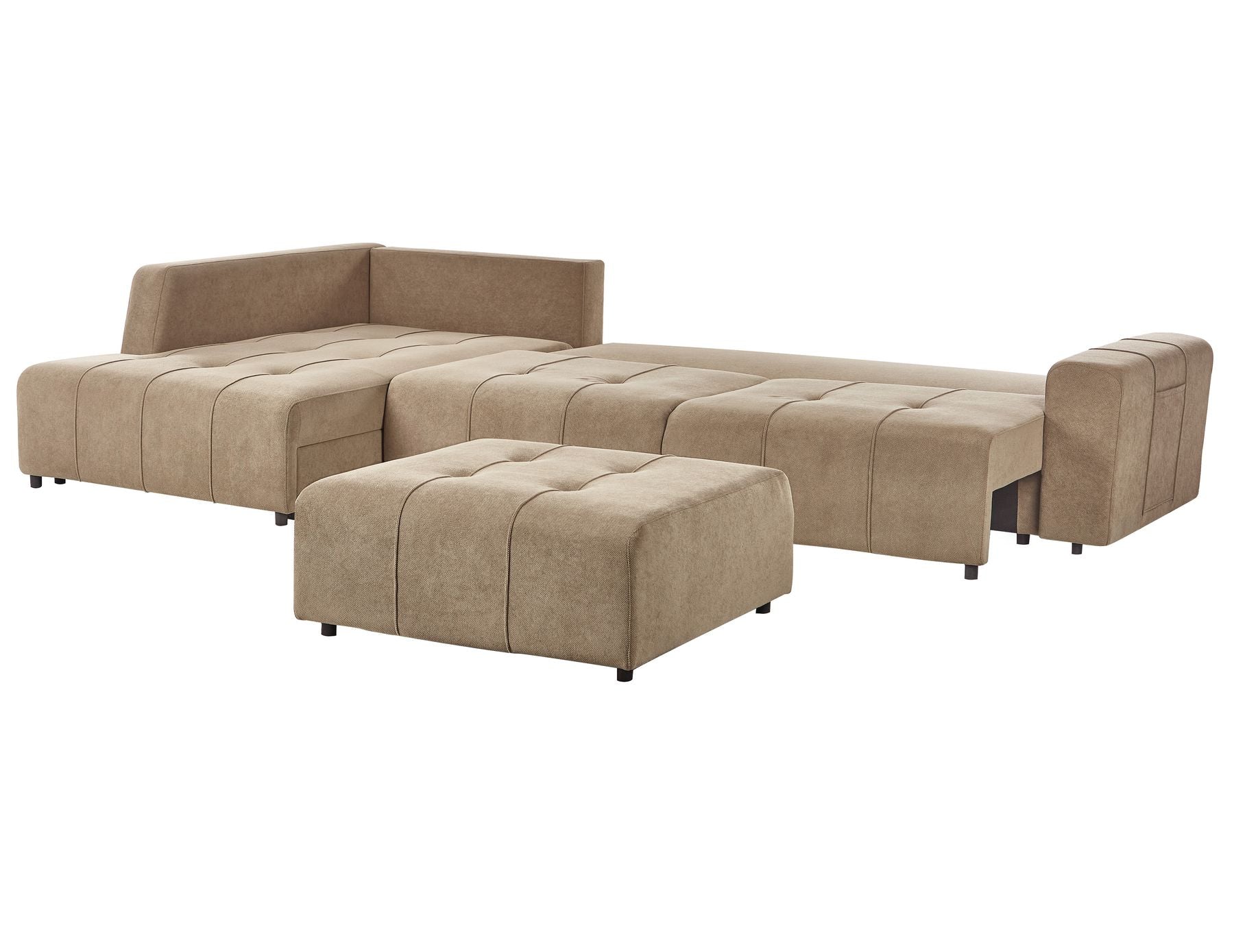 Corner Sofa Bed INNVIK Fabric Brown 4 Seater Right Hand
