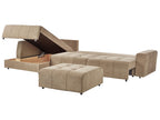 Corner Sofa Bed INNVIK Fabric Brown 4 Seater Right Hand