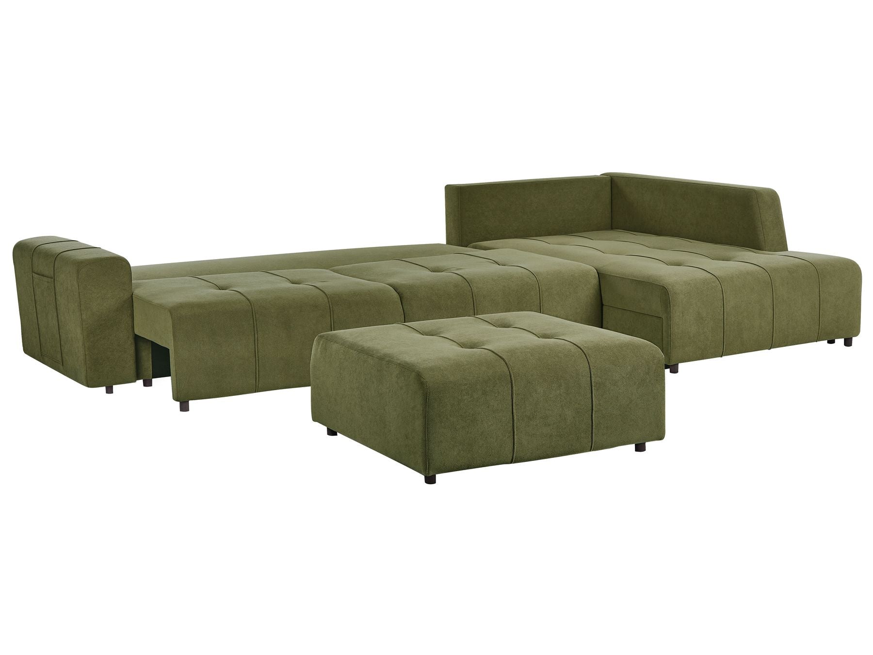 Corner Sofa Bed INNVIK Fabric Green 4 Seater Left Hand