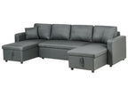 U-Shape Sofa Bed SOMMEN Fabric Dark Grey with Storage 5 Seater