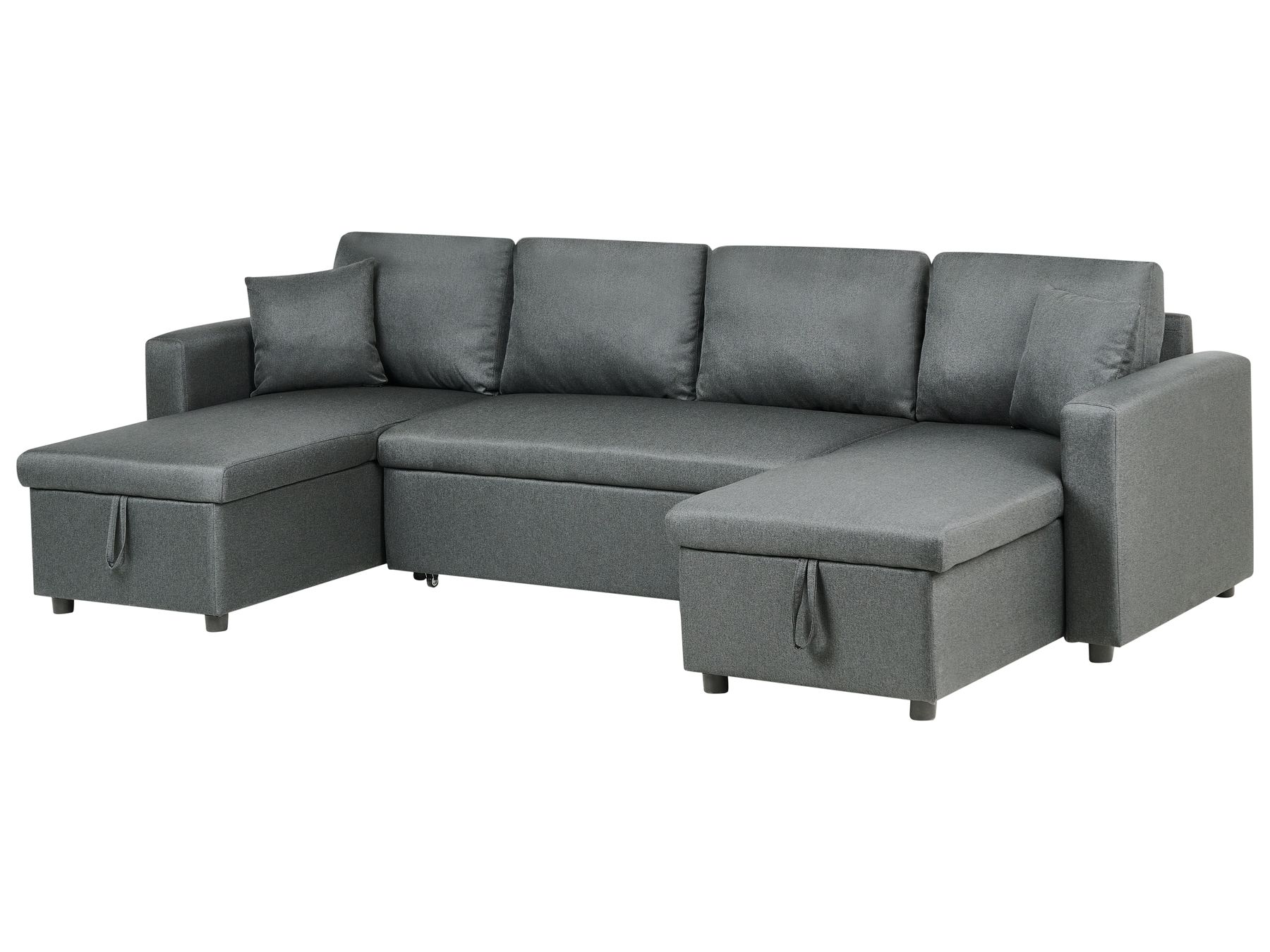U-Shape Sofa Bed SOMMEN Fabric Dark Grey with Storage 5 Seater