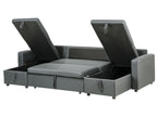 U-Shape Sofa Bed SOMMEN Fabric Dark Grey with Storage 5 Seater