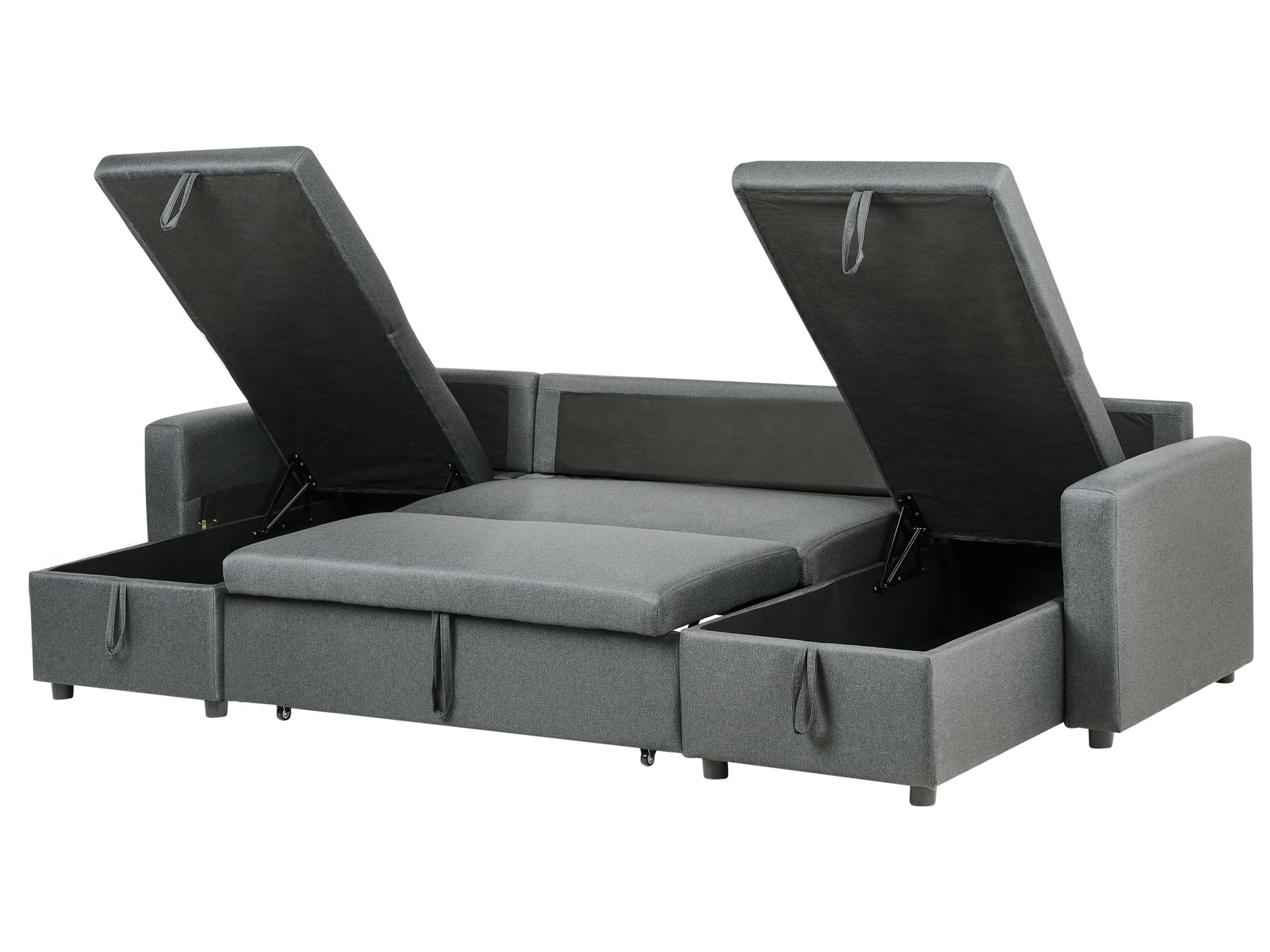 U-Shape Sofa Bed SOMMEN Fabric Dark Grey with Storage 5 Seater