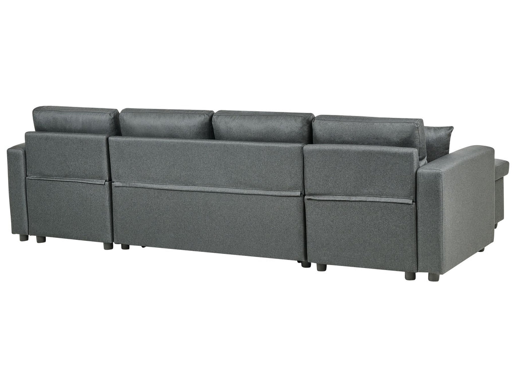 U-Shape Sofa Bed SOMMEN Fabric Dark Grey with Storage 5 Seater