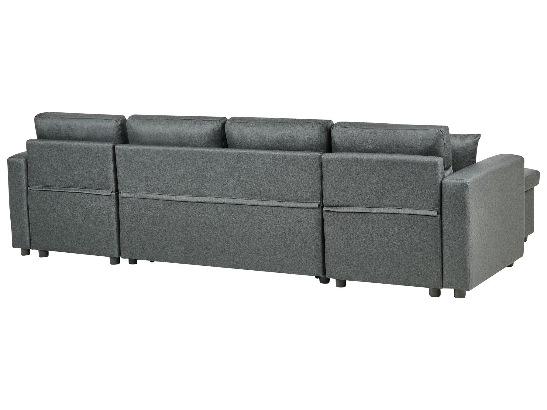 U-Shape Sofa Bed SOMMEN Fabric Dark Grey with Storage 5 Seater