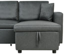 U-Shape Sofa Bed SOMMEN Fabric Dark Grey with Storage 5 Seater