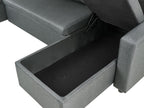 U-Shape Sofa Bed SOMMEN Fabric Dark Grey with Storage 5 Seater