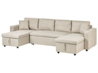 U-Shape Sofa Bed SOMMEN Fabric Light Beige with Storage 5 Seater