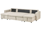 U-Shape Sofa Bed SOMMEN Fabric Light Beige with Storage 5 Seater
