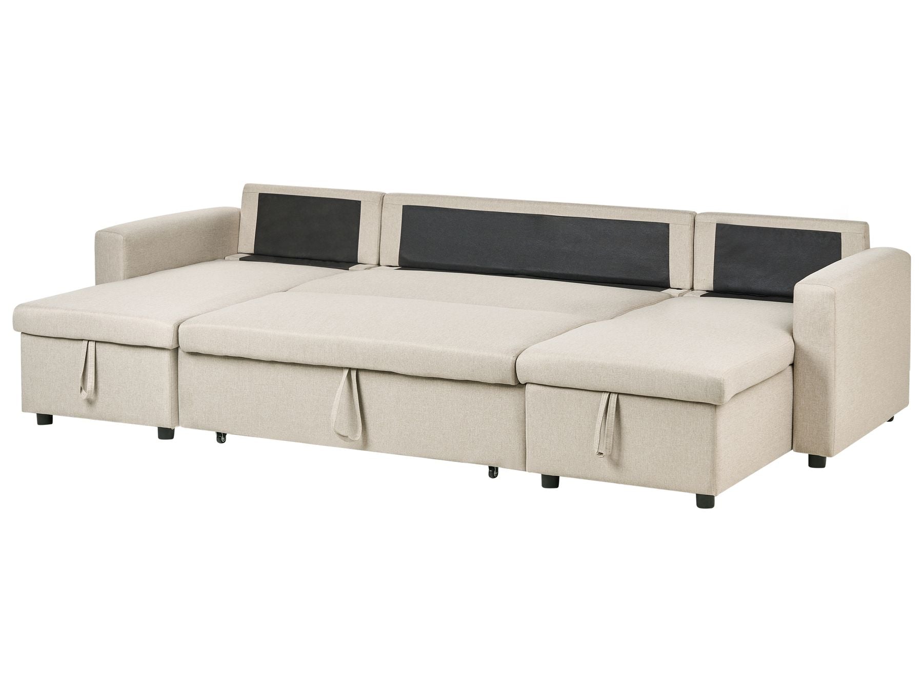 U-Shape Sofa Bed SOMMEN Fabric Light Beige with Storage 5 Seater