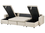 U-Shape Sofa Bed SOMMEN Fabric Light Beige with Storage 5 Seater