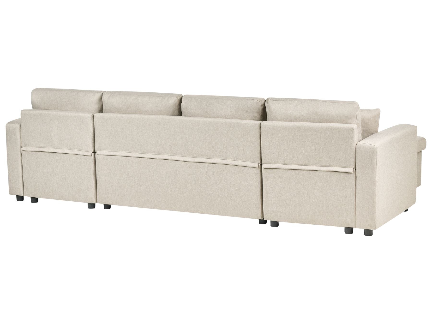 U-Shape Sofa Bed SOMMEN Fabric Light Beige with Storage 5 Seater