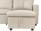 U-Shape Sofa Bed SOMMEN Fabric Light Beige with Storage 5 Seater