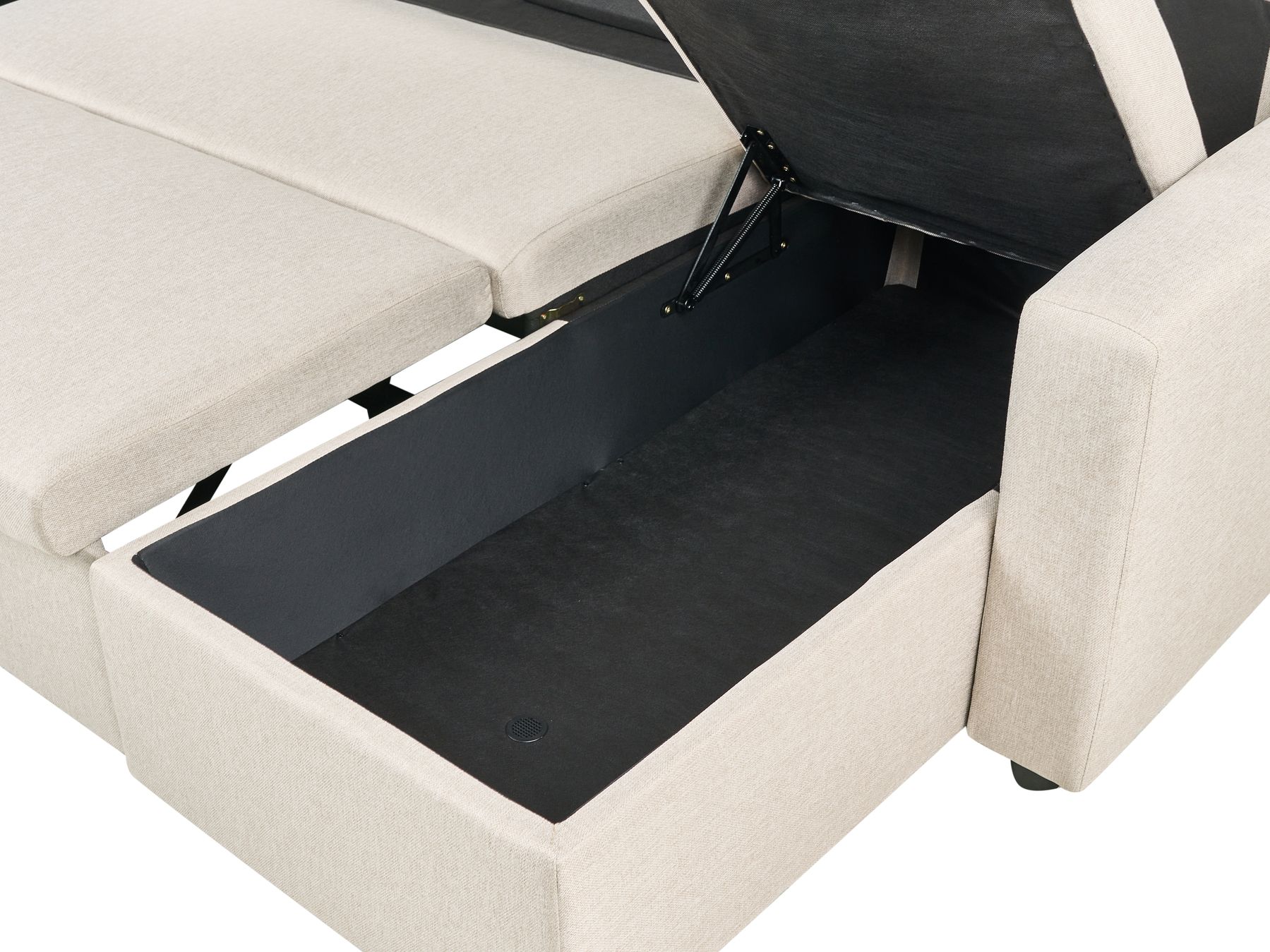 U-Shape Sofa Bed SOMMEN Fabric Light Beige with Storage 5 Seater