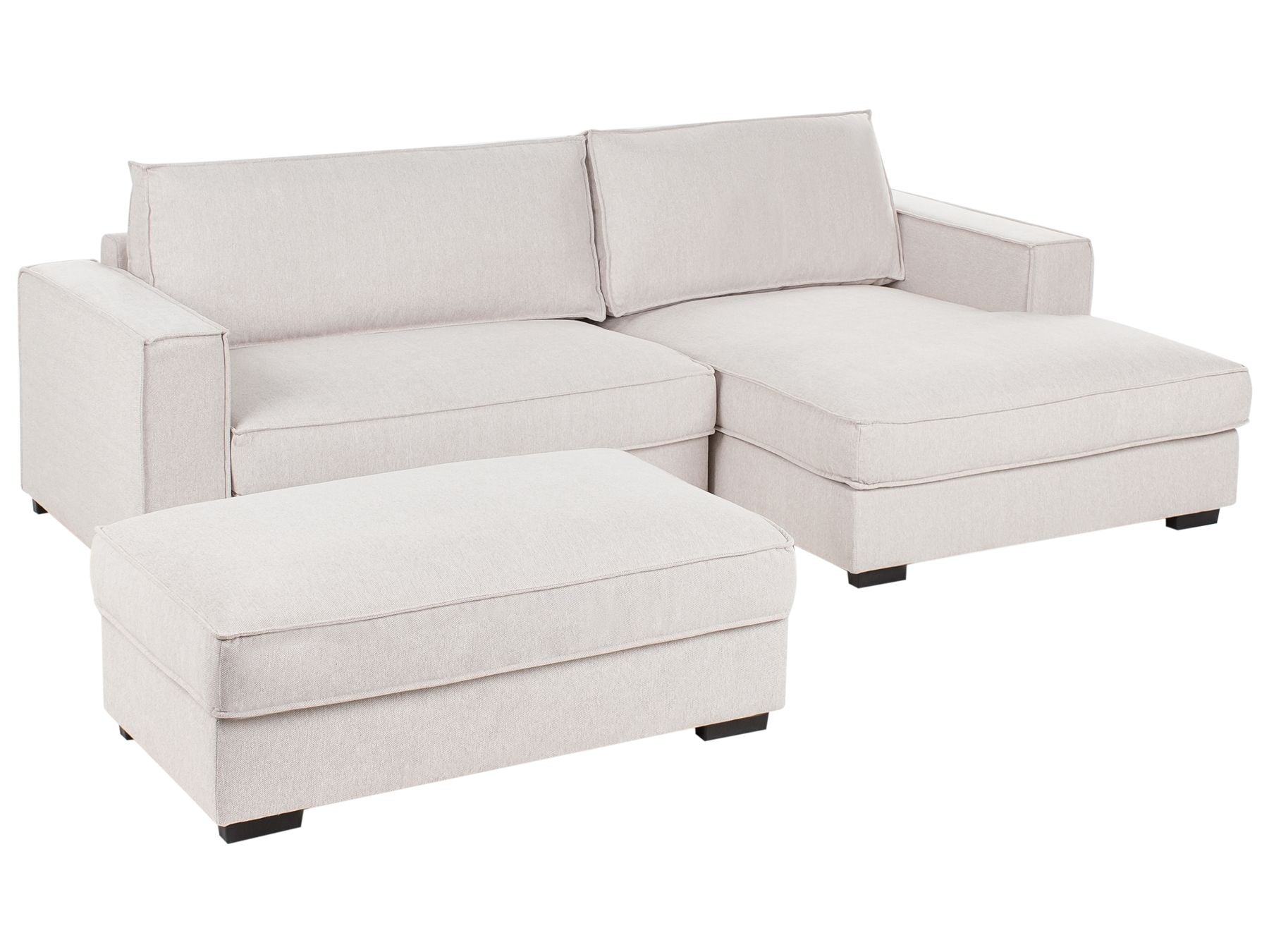 Corner Sofa RENDERS Fabric Light Beige with Ottoman Left Hand