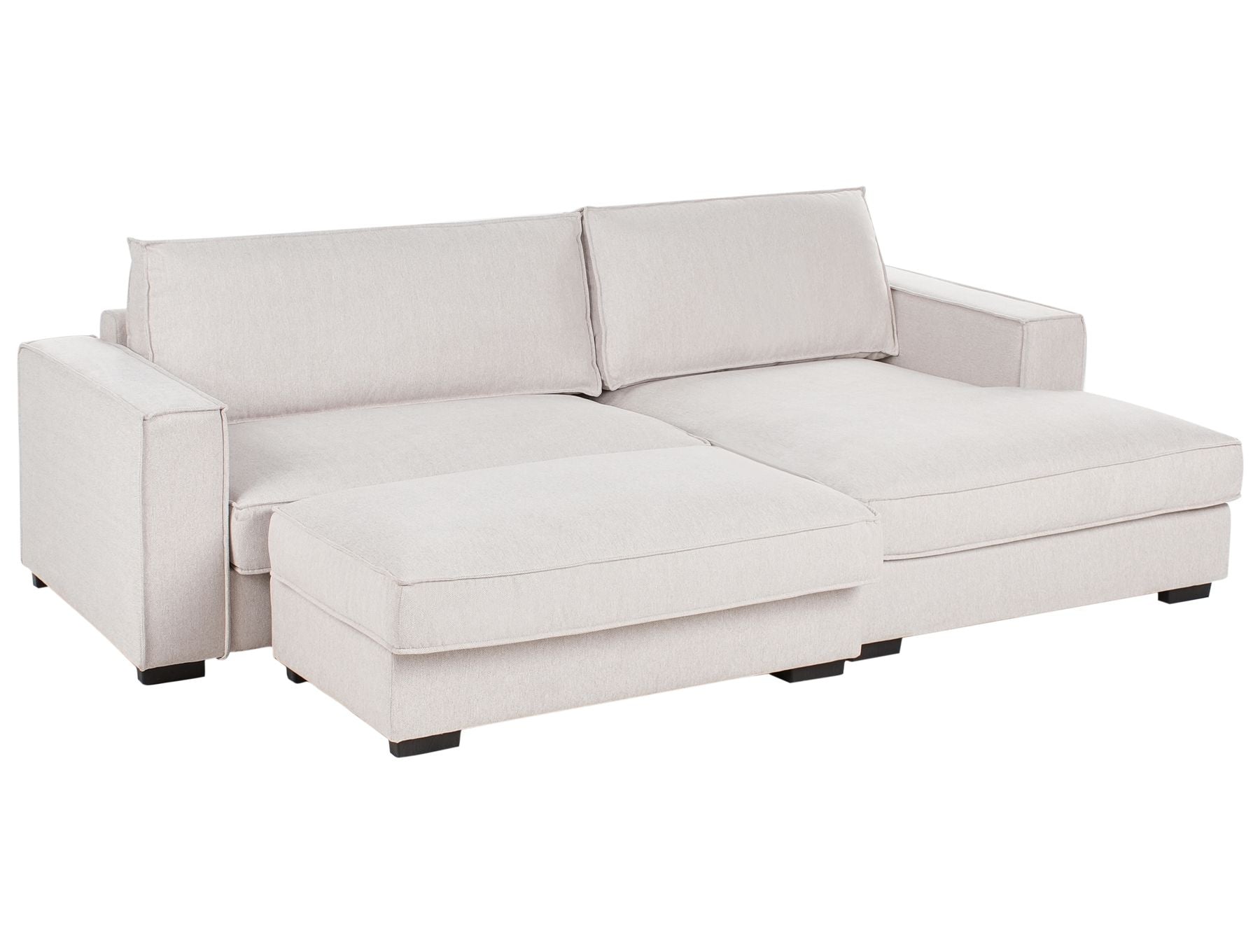 Corner Sofa RENDERS Fabric Light Beige with Ottoman Left Hand