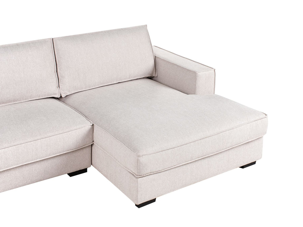 Corner Sofa RENDERS Fabric Light Beige with Ottoman Left Hand