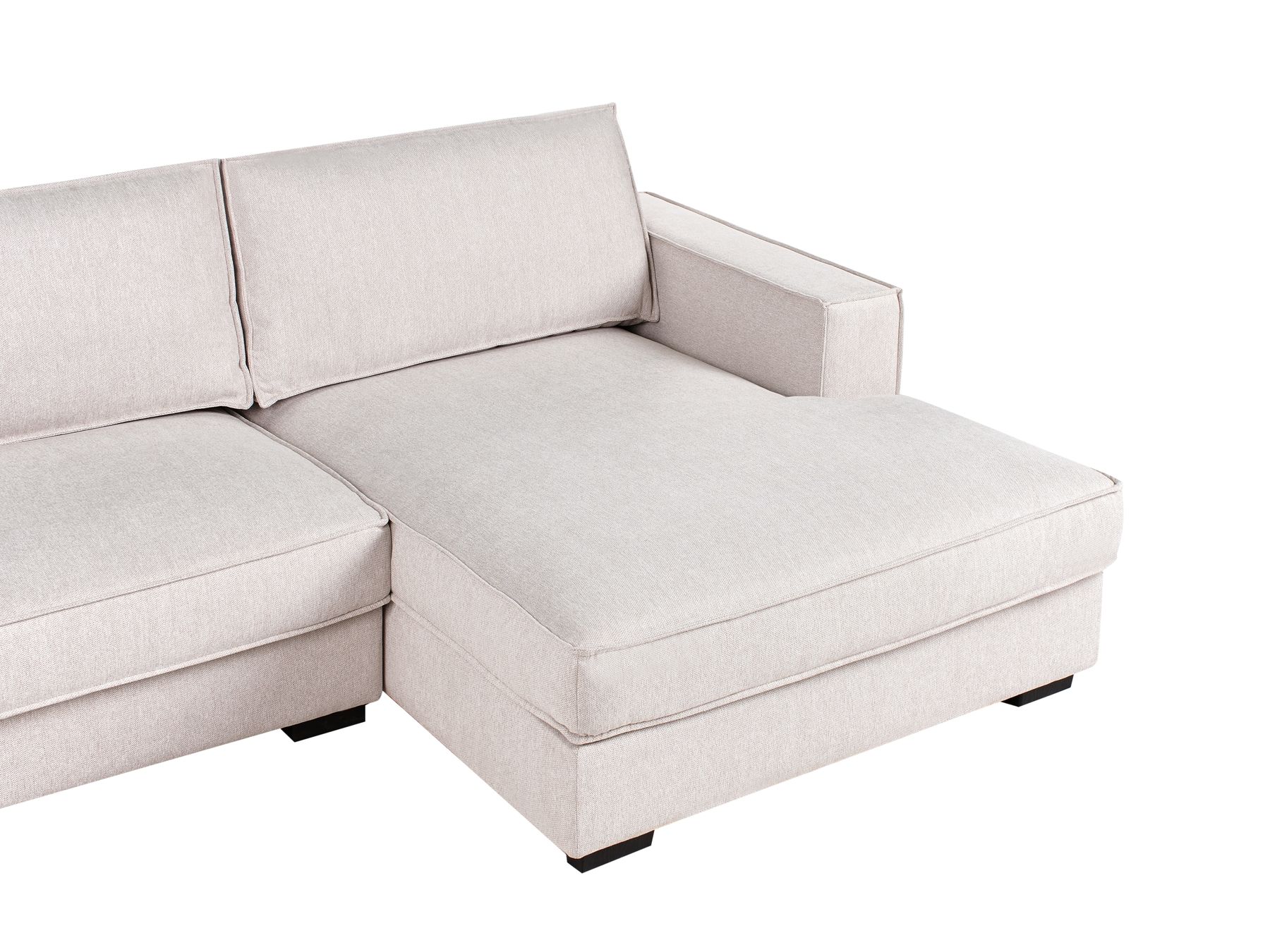 Corner Sofa RENDERS Fabric Light Beige with Ottoman Left Hand