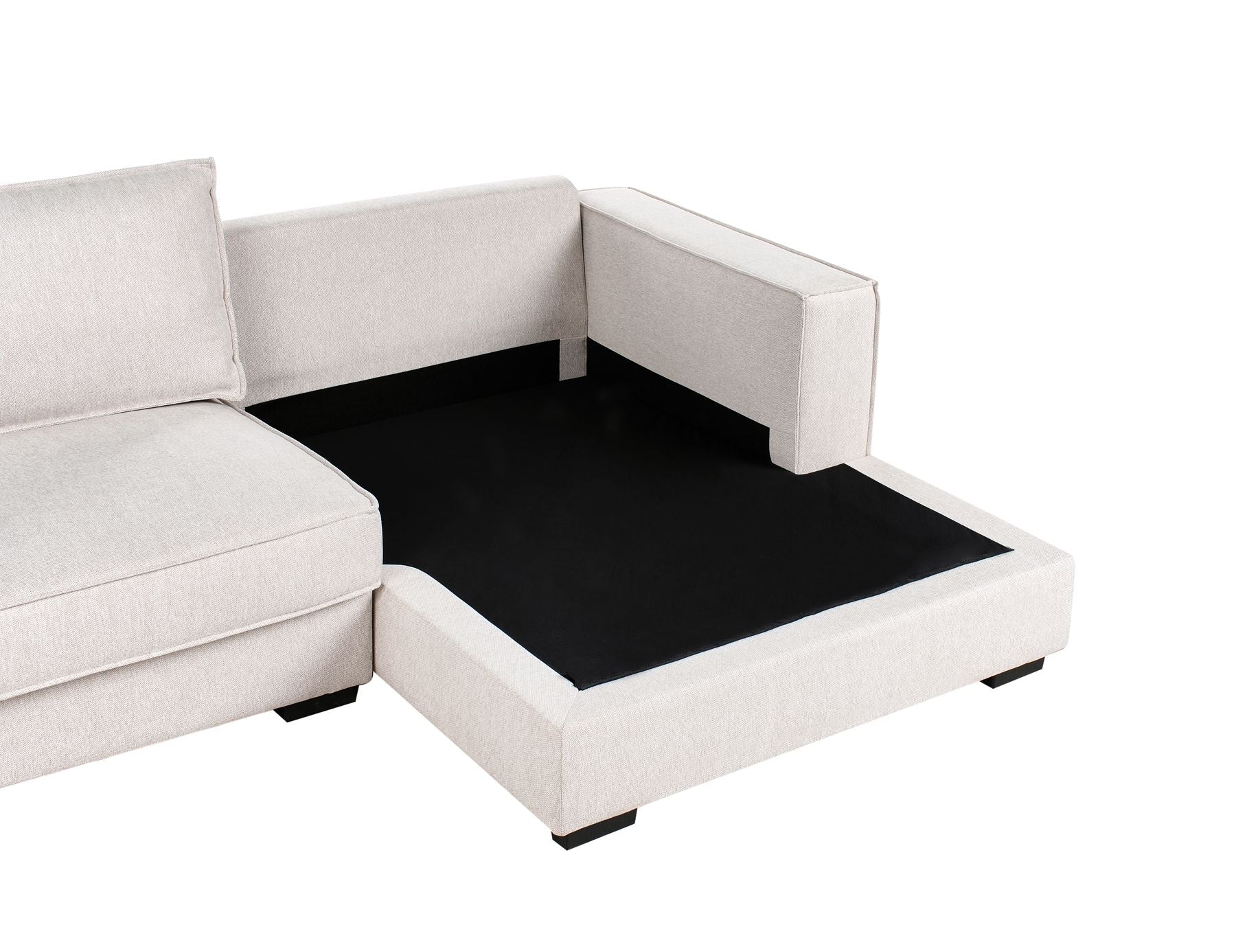 Corner Sofa RENDERS Fabric Light Beige with Ottoman Left Hand
