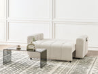 Sofa Bed INNVIK Fabric Light Beige with Storage 2 Seater