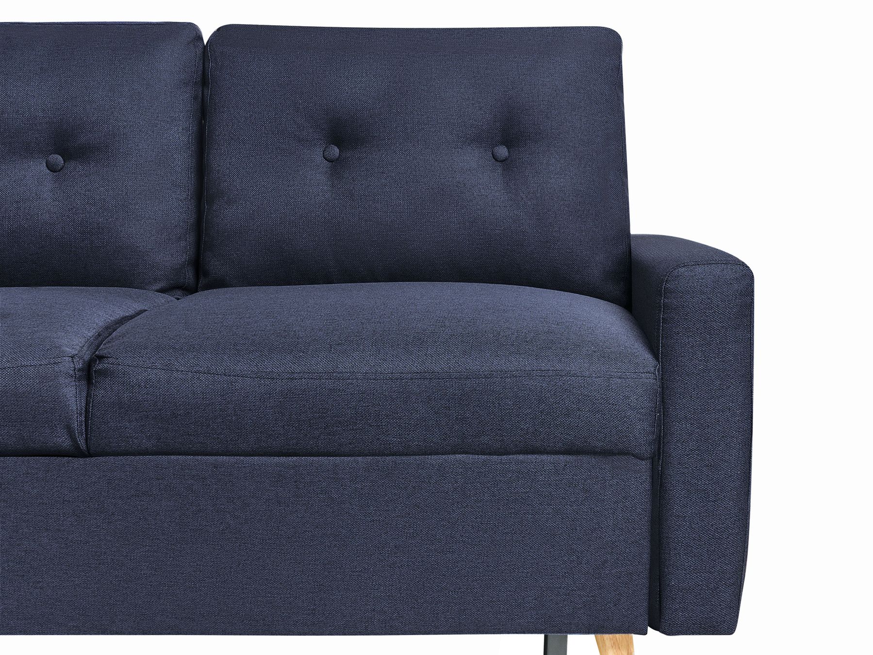 Corner Sofa Bed FLAKK Fabric Navy Blue with Storage 4 Seater Right Hand