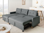 corner sofa bed flakk fabric dark grey with storage 4 seater right hand