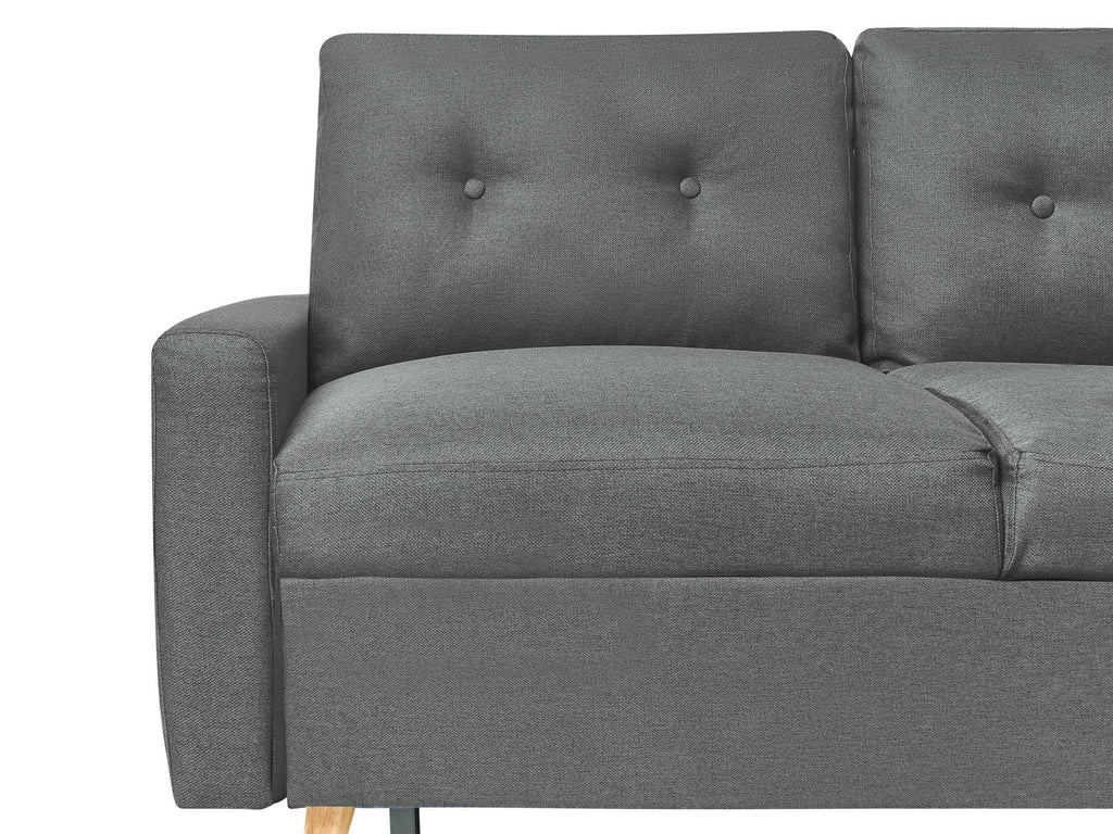 Corner Sofa Bed FLAKK Fabric Dark Grey with Storage 4 Seater Left Hand