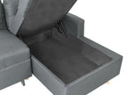 Corner Sofa Bed FLAKK Fabric Dark Grey with Storage 4 Seater Left Hand
