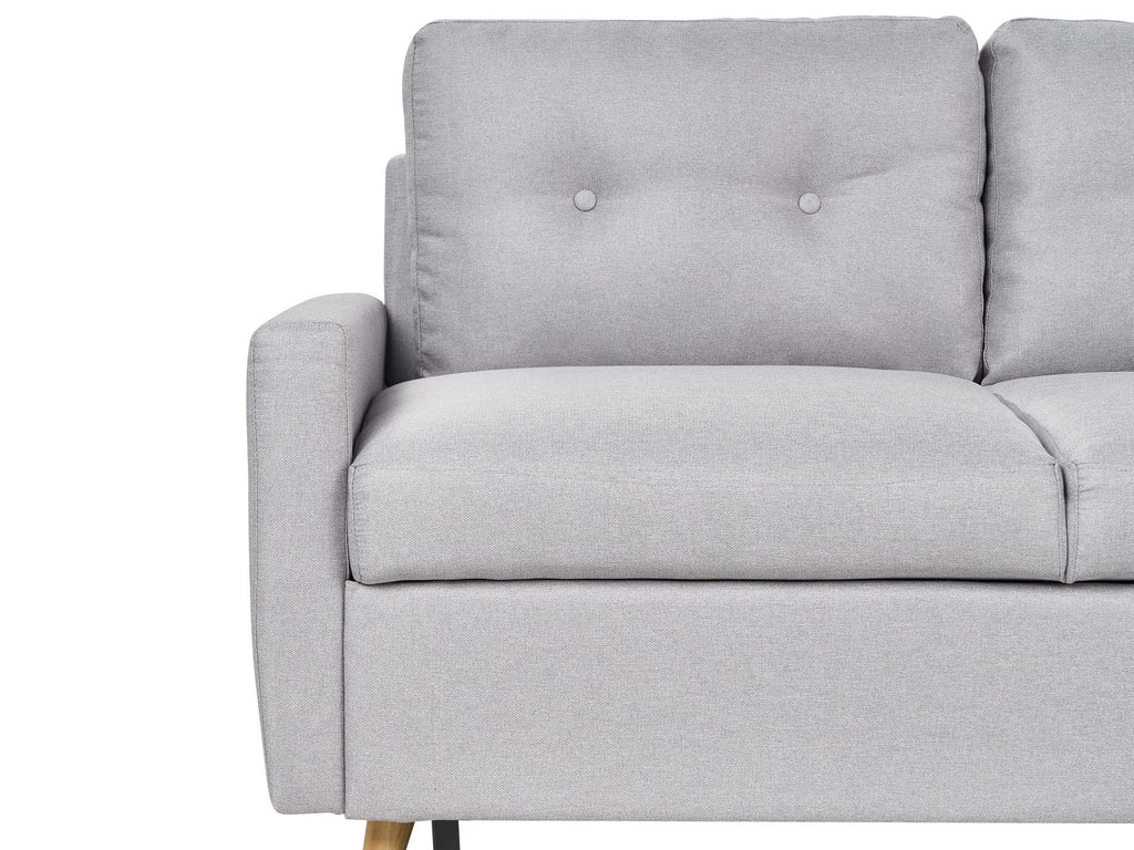 Corner Sofa Bed FLAKK Fabric Light Grey with Storage 4 Seater Left Hand