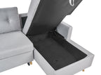 Corner Sofa Bed FLAKK Fabric Light Grey with Storage 4 Seater Right Hand